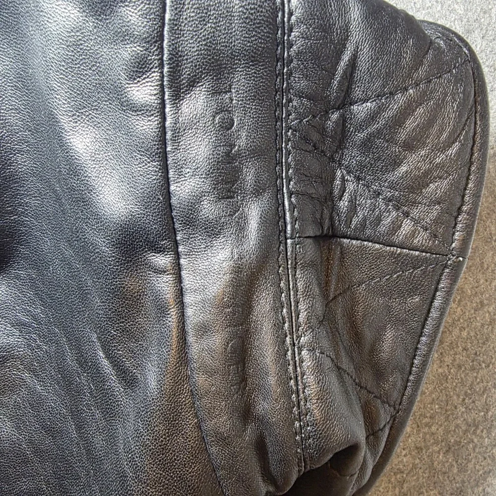 Tommy Hilfiger Mens L Black Leather Bomber Jacket Lined